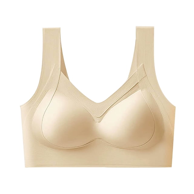 Bras for Women New Seamless Bra Lifting Sagging Bra Gathered Without Steel Rings Sleep Bra Plus Size Bra Beige M