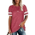 thumbnail image 1 of Promotion! T-shirt à Manches Courtes Rayé Couleur Unie pour Femmes Vert L, 1 of 4