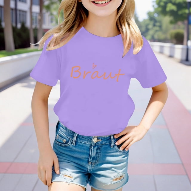 Vêtements pour Filles T-Shirts Graphiques à Col Rond Hauts de Baseball T-Shirts pour Filles 4T