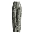 thumbnail image 1 of Pantalones de diseño personalizado, de moda, de combinación completa, de cintura alta, con bolsillos grandes, de cuero PU, pantalones de pierna recta, contorno para mujer, 1 of 5