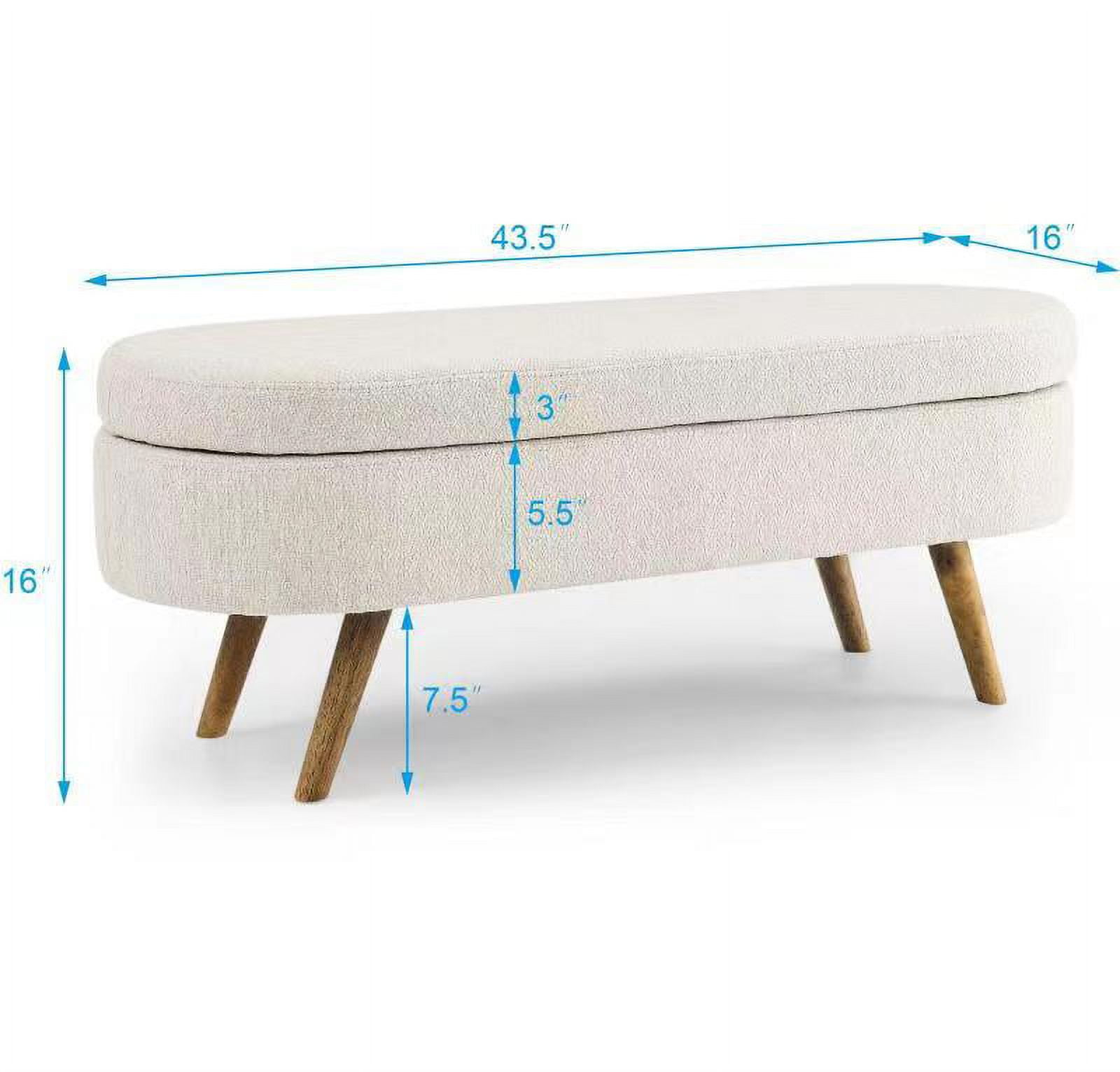 Linen Upholstered Tufted Bench, Storage Ottoman with Padded Seat, Storage Bench with Solid Wood Leg,Coffee Table, Footrest, Large Chest for Entryway, Bedroom, Living Room, Holds up to 660 lb, Gray
