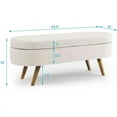 thumbnail image 5 of LoLado 43.5" Accent Ottoman Oval Storage Bench, Modern Linen Fabric Upholstered Indoor Bench with Rubber Wood Legs for Living Room Bedroom Entryway, Beige, 5 of 8