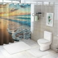 thumbnail image 7 of Patifu Beach Sunset Wave Shower Curtain Set 100% Polyester with Hooks 36"x72, 7 of 7