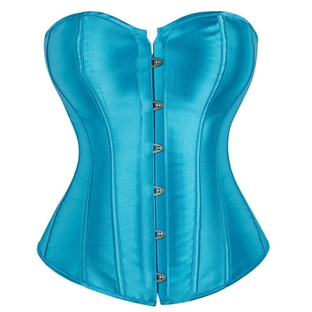 YOTMKGDO Shapewear Tummy Control  Women S Overbust Sweetheart Lace Up Plastic Bones Corset Bustier Top Black Corset Vintage Satin Underbust Corset Party Cosplay (#2 Blue1  M)