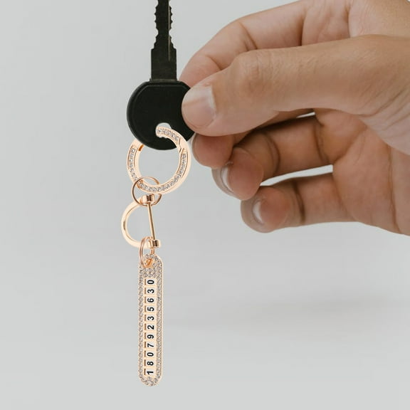 WHAMVOX Rhinestone Number Pendant Key Chain Smooth Surface Keychain Men and Women
