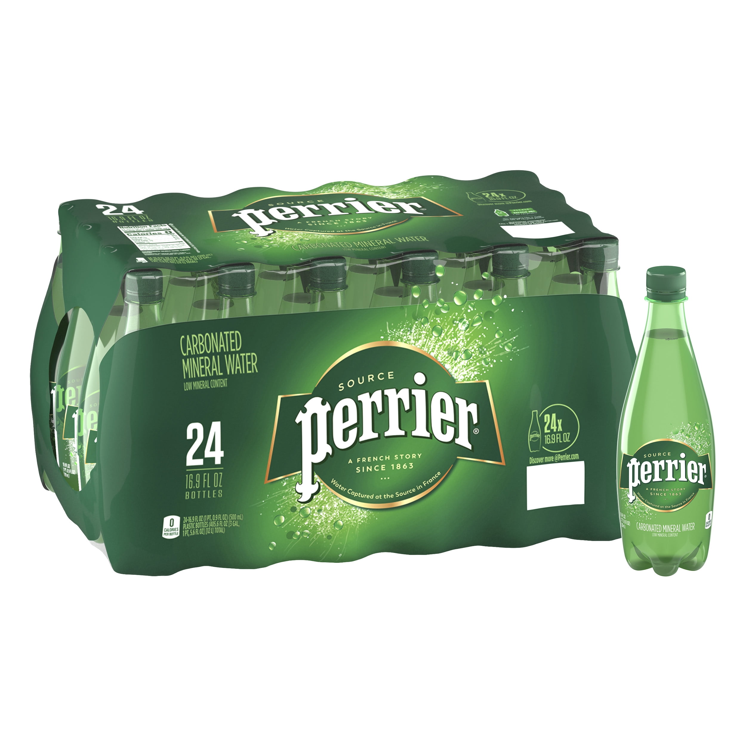Perrier Carbonated Mineral Water, 16.9 fl oz. Plastic Bottles (24 Count) - Walmart.com - Walmart.com
