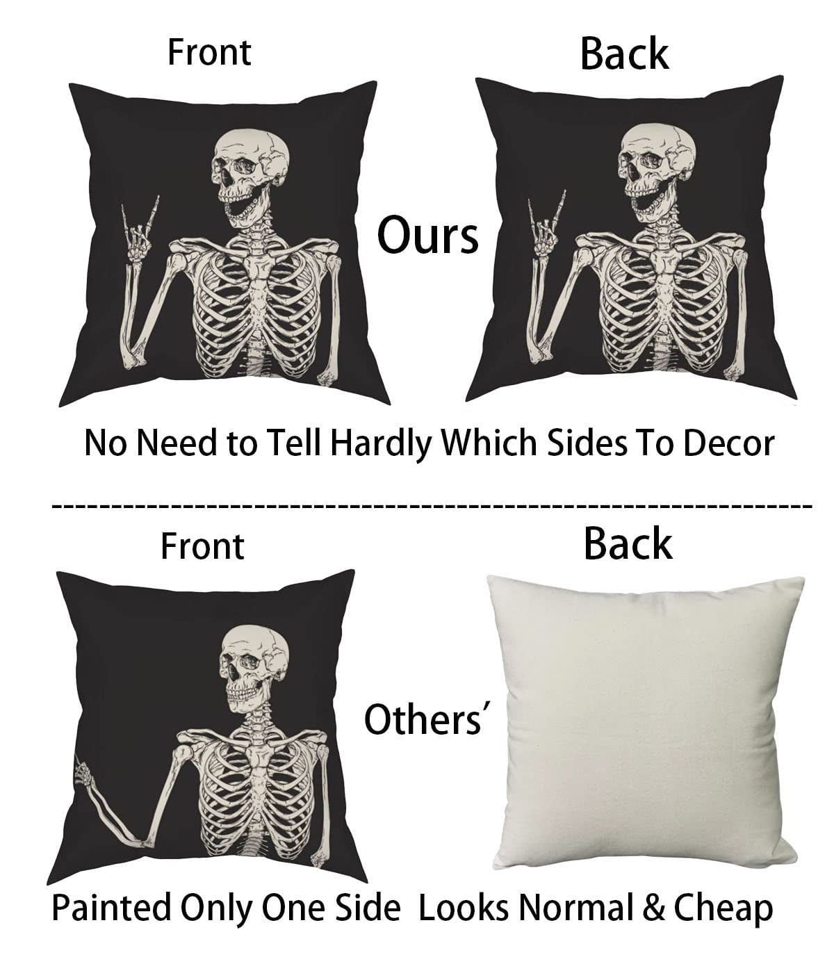 4Pack Halloween Pillow Covers 18x18 - Halloween Decorations Indoor Home Skeleton Pillow Case - Halloween Decor Spooky Gothic Throw Pillows for Goth