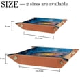 thumbnail image 4 of Women Girls Leather Square Dish Trinket Plate Jewelry Tray for Mothers Day Birthday Gift, Bees in Galaxy, 4 of 6