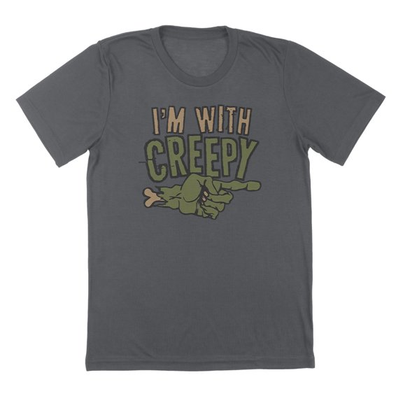 Im With Creepy Humor Graphic Charcoal Mens T-Shirt