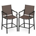 thumbnail image 1 of Gymax Outdoor Counter Height Bar Stools Set of 2 w/ Back Armrest & Footrest, 1 of 8