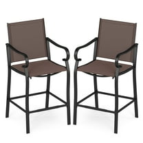 Gymax Outdoor Counter Height Bar Stools Set of 2 w/ Back Armrest & Footrest