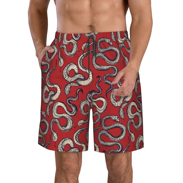 Balery Snake Traje de Baño Estilo Hawaiano para Hombre, Shorts de Secado Rápido con Bolsillos-X-Large