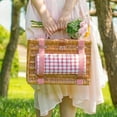 thumbnail image 2 of Wicker Picnic Basket for 2 with Large Insulated Cooler Compartment and Waterproof Picnic Blanket, Cutlery Service Kits, Wicker Picnic Hamper for Camping, Valentine Day,Thanks Giving,Birthday(Red), 2 of 16