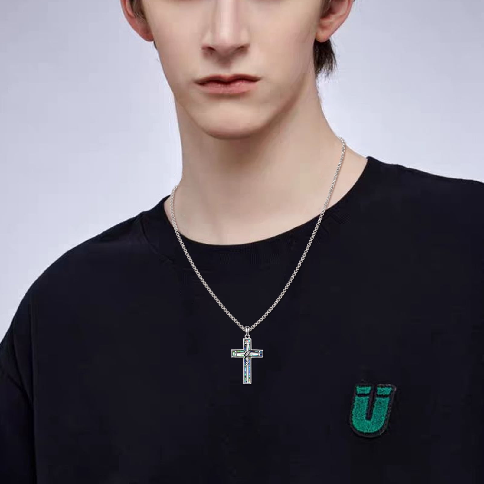 Crucifix Necklace Sterling Silver Nails Cross Pendant Christain Cross Jewelry Jesus Gift for Women Men