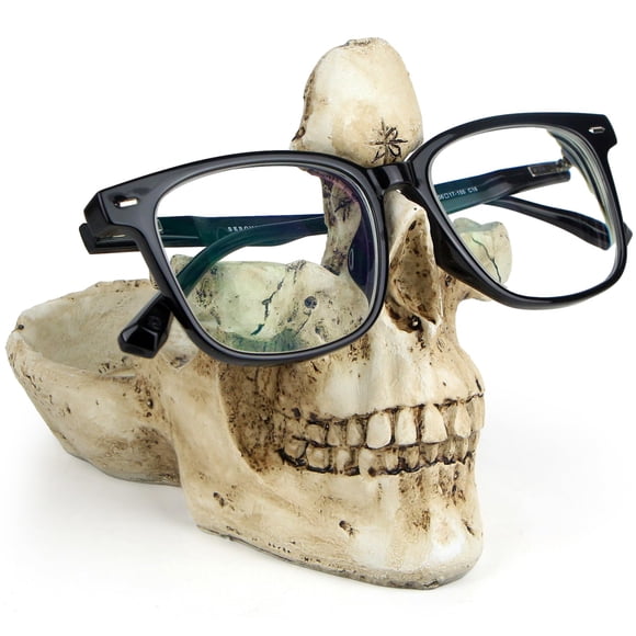 Soporte para gafas con forma de calavera Mrlikale Creative, resina blanca