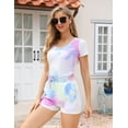 thumbnail image 4 of Purcoar Women's Tie-Dye Set 2 Piece Outfits Summer - Shaping Short Sleeve T Shirts, 4 of 8