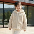 thumbnail image 2 of IVEYRTF Kids Girls Heavyweight Hooded Coat Heart Print Fleece-Lined Warm Fall Winter Casual Everyday Outerwear Tops for Children 2-8 Years(Beige,2 Years), 2 of 9