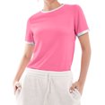 thumbnail image 4 of Women Neck Color Block Basic Casual Short Sleeve T Shirt, 4 of 9