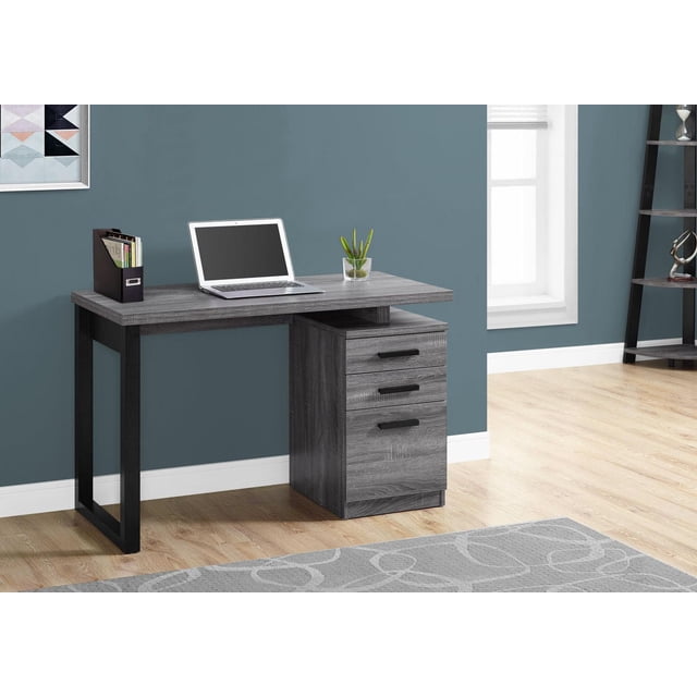 Monarch Specialties Computer Desk, Home Office, Laptop, Left, Right Set-up, Storage Drawers, 48"l, Work, Laminate, Grey, Black, Contemporary, Modern