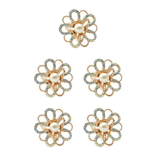 Jumpingount Bufanda anillo elegante chal Clip oro plata bufandas hebilla con diamantes de imitación estilo moderno Heronsbill regalos para mujeres oro 5piezas