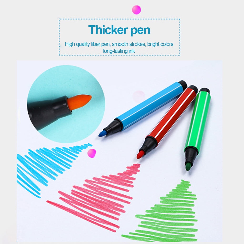 Clearance! Fdelink Colored Pens 12PCs 12 Colors Chlidren Study Painting Stationery Watercolor Marker Pen Sets Pink