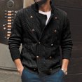 thumbnail image 2 of Kureaily Men's Solid Colour Casual Style Half Turtleneck Double Knitted Sweater Cardigan Jacket, 2 of 5