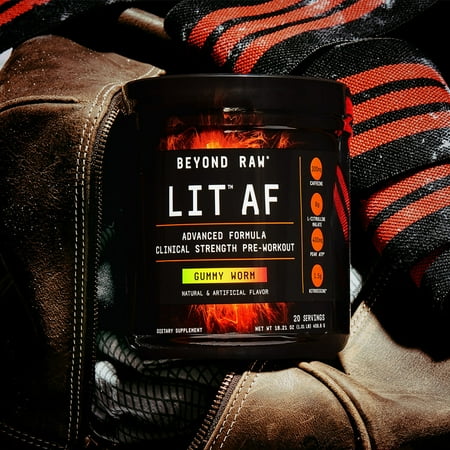 Beyond Raw, LIT AF, Clinical Strength Pre-Workout, Gummy Worm, 1.01 lb (459.6 g), GNC