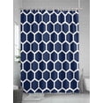 thumbnail image 5 of Dark Blue Shower Curtain, Honeycomb Hexagon Retro Geometric Waterproof Shower Curtain Set with 12 Hooks Lightweight Washable Fabric Shower Curtains for Bathroom 72x84 Inches, 5 of 6