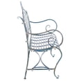 thumbnail image 3 of SAFAVIEH Abner Outdoor Patio Wrought Iron Garden Bench, Antique Blue, 3 of 10