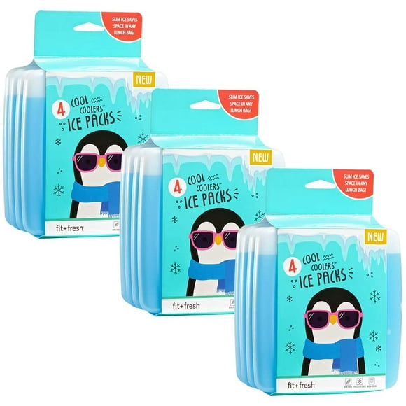 Cool Coolers by Fit + Fresh, Slim Ice Packs, Reusable & Long-Lasting, Perfect for Your Kid's Lunch Box, Camping