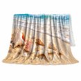 thumbnail image 2 of Tropical Beach Seashells Starfish Tranquil Shoreline, Peaceful Coastal Landscape Scene, Warm Flannel Blanket for Beach House and Living Room, Beach Lovers Housewarming Gift, Coastal Home Decor, 2 of 9