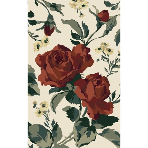 SAFAVIEH Martha Stewart Rose Chintz Floral Wool Area Rug, Shortbread, 5' x 8'