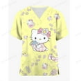 thumbnail image 3 of Jiayi Haut de Sarrau à Manches Courtes pour Femmes à Col en V avec Poche Hello Kitty, Imprimé de Dessins Animés, Régulier, 3 of 6