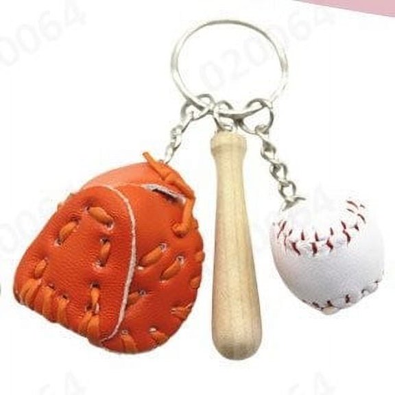 Baseball Keychain Set 3 Piece Sports Pendant Gift for Fans