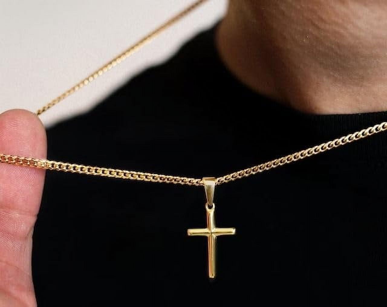 DORANA Gold Plated Cross Necklace, 316L Stainless Steel, 20" photo 6