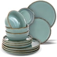 thumbnail image 3 of MAGMALIFE Vajilla Moonlight, Set De 12 Piezas De Gres Resistente A Rayaduras, Con Platos Grandes, Pequeños Y Tazones. Elegante, Duradera, Para 4 Personas, Apta Lavavajillas Y Microondas., 3 of 10