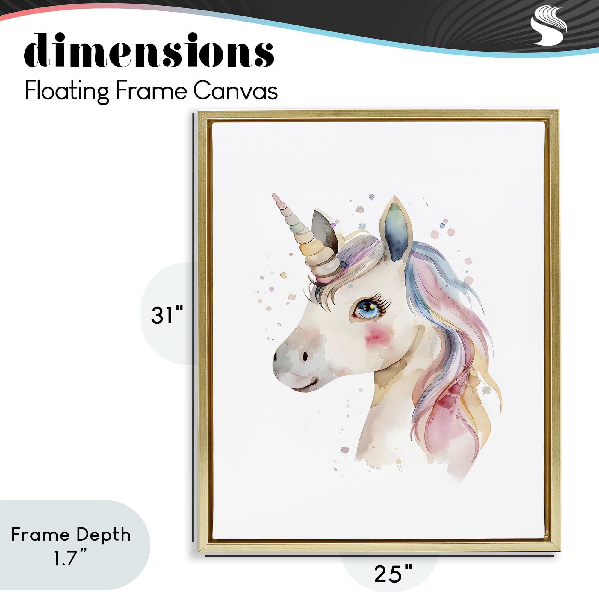 Stupell Industries Dreamy Pastel Unicorn Gold Framed Floater Canvas Wall Art, design by LSR Design Studio