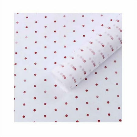 Panda Superstore Red Dots Flower Bouquet Floral Lining Wrapping Paper - 20 Piece