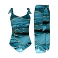 thumbnail image 1 of MKLEKYY Trajes De Baños Women 1 Piece Swimwear+1 Piece Cover Up Two Piece Vintage Print Swimsuit Monokini Bikini 2 Piece Swimsuits Two Piece Tankini Set 1079, 1 of 2