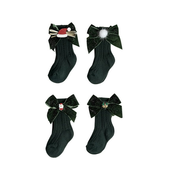 LOVEBAY Baby Girls Boys Socks Toddler Bow Socks Kids Stockings Baby Socks Thick Winter Socks with Grips for Baby Kids Xmas Holiday Socks