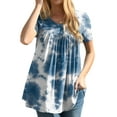 thumbnail image 3 of Mengpipi Blouses for Women Casual Crew Neck Short Sleeve Tunic Tops, Multi 01-M(US 8-10), 3 of 8