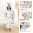 thumbnail image 4 of Dailycode Wearable Blanket Hoodie Oversized Sherpa Flannel Blankets with Pocket for 3-14 Year Old Watercolor Tulips and Berries, 4 of 7