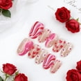thumbnail image 3 of Valentines Press on Nails GJJBQTT Diseño floral de corazón rojo, 3 of 7