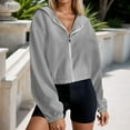 thumbnail image 2 of Hoodie Woman Grey Zip Up Cropped Hoodies for Women Casual Long Sleeve Women's Hoodies Pullover Women's Athletic Hoodies S, 2 of 5