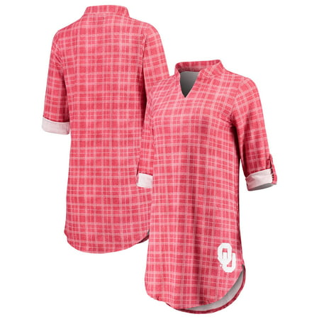 Oklahoma Sooners Women's Best Dressed Plaid V-Neck 3/4-Sleeve Tunic Shirt -