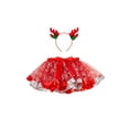 thumbnail image 1 of Douhoow 2-11 Years Girl Princess Skirt,Elastic Waist Christmas Print Tutu Skirt Elk Headband, 1 of 8