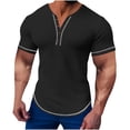 thumbnail image 2 of T-shirts for Men Short Sleeved V-neck Pocket Summer Casual Solid Color Shirt Black XXL, 2 of 6