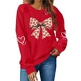 thumbnail image 2 of Valentine's Day Sweatshirt for Women Red Bow Design Oversized Heart Print Casual Crewneck Gift for Her,Size L, 2 of 7