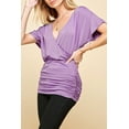 thumbnail image 5 of Made by Johnny Women's V Neck Short Sleeve Wrap Front Drape Dolman Top XL LILAC, 5 of 6
