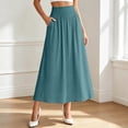 thumbnail image 2 of Arlun Maxi Skirt for Women Solid Color Elastic Smocked High Waisted Flowy 2026 Summer Boho Long Skirts Loose Fit Comfy Breathable Beach Cover up Vacation Bottoms 2-Mint Green XXL, 2 of 4